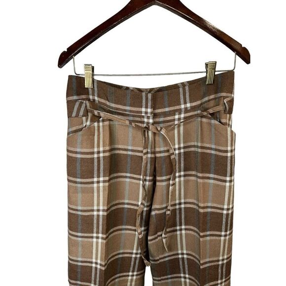 Patrizia Pepe Classic Plaid mid rise Brown 100% Wool Pants sz 40 - Picture 5 of 14